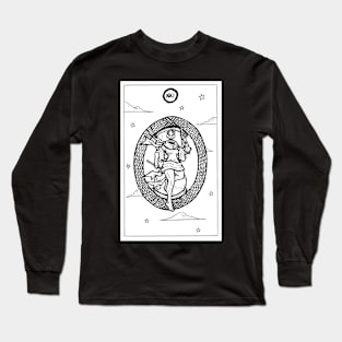 Black and White Tarot The World Long Sleeve T-Shirt